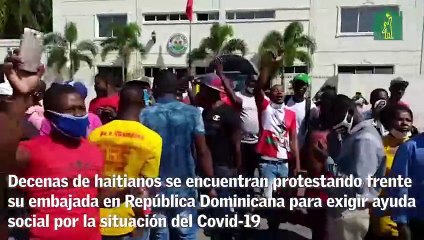Haitianos protestan frente su embajada de la República Dominicana para exigir ayuda ante COVID-19