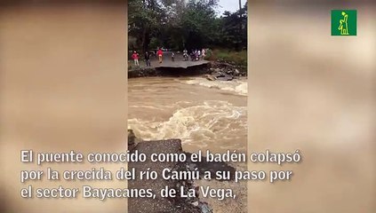 Colapsa puente en La Vega por las lluvias