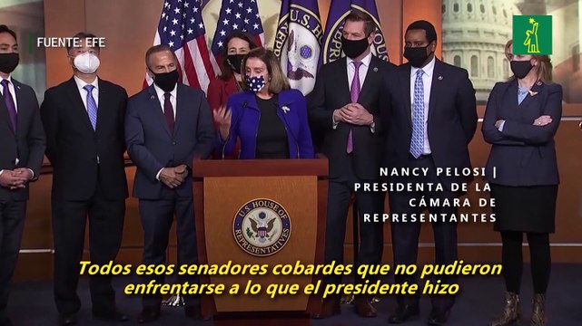 Pelosi tacha de cobardes a los senadores republicanos que votaron a favor de absolver a Trump