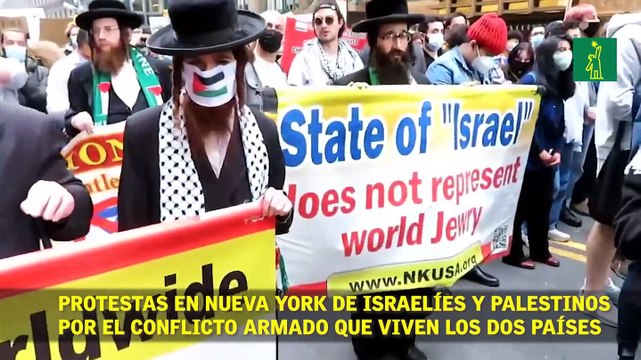 Protestas en Nueva York de israelíes y palestinos por el conflicto armado que viven los dos países.