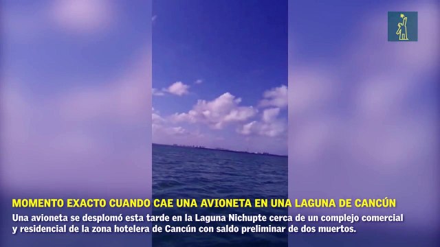 Momento exacto cuando cae una avioneta en una laguna de Cancún