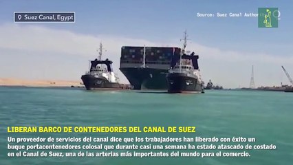 Liberan barco de contenedores del Canal de Suez