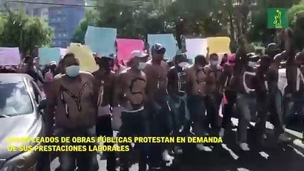 Exempleados de Obras Públicas protestan en demanda de sus prestaciones laborales