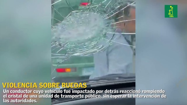 Violencia sobre ruedas: Conductor rompe el parabrisas de un bus con un tubo tras ser chocado