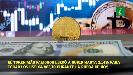 Bitcoin vuelve a batir récord llegando a los USD  64.863,10 de la mano de la salida a Bolsa de una de las mayores plataformas de criptomonedas.
