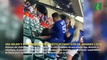 Una mujer y dos hombres: otro pleito de fanáticos en las gradas de Grandes Ligas