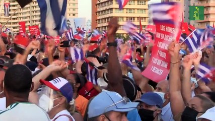 Seis días después de las protestas, el gobierno de Cuba moviliza partidarios