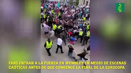 Fans entran a la fuerza en Wembley en medio de escenas caóticas antes de que comience la final de la eurocopa