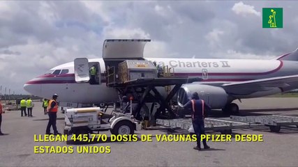 Llegan 445,770 dosis de vacunas Pfizer desde Estados Unidos