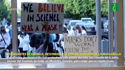 Estudiantes de Georgia, EEUU, reivindican el uso obligatorio de la mascarilla