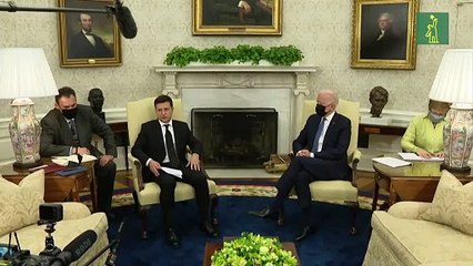 Presidente ucraniano Zelenski busca ayuda de Biden para entrar a la OTAN