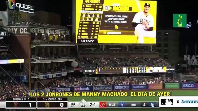 Los 2 jonrones de Manny Machado el dia de ayer