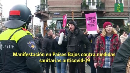 Manifestación en Países Bajos contra medidas sanitarias anticovid-19