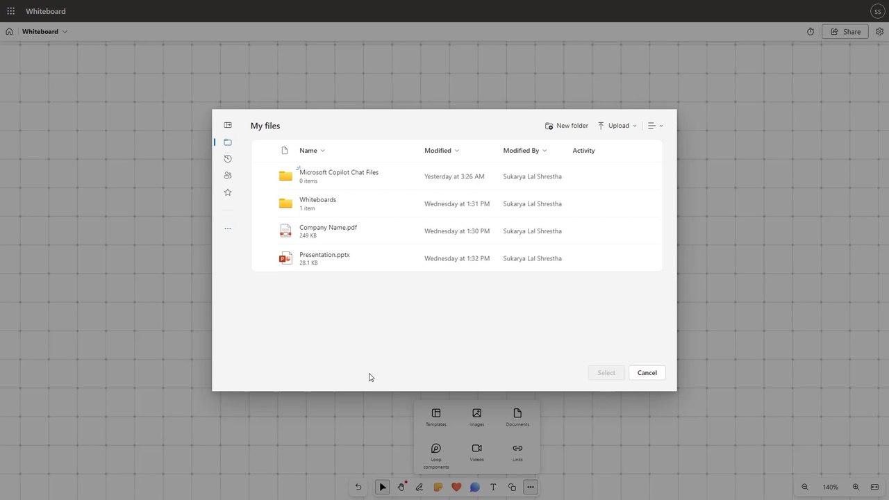 Microsoft Whiteboard Course Section 31 Inserting Files directly from OneDrive