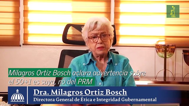 Milagros Ortiz Bosch aclara advertencia sobre el 50+1 es suya, no del PRM