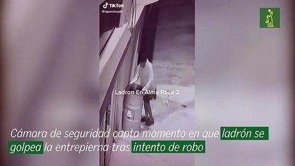 Cámara de seguridad capta momento en que ladrón se golpea la entrepierna tras intento de robo