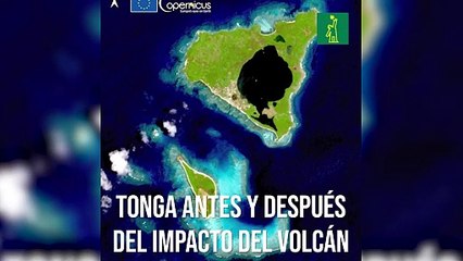 Tonga antes y después del impacto del volcán submarino