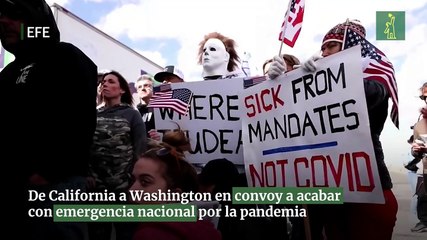 De California a Washington en convoy a acabar con emergencia nacional por la pandemia