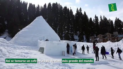 Así es tomar un café en el iglú de nieve más grande del mundo