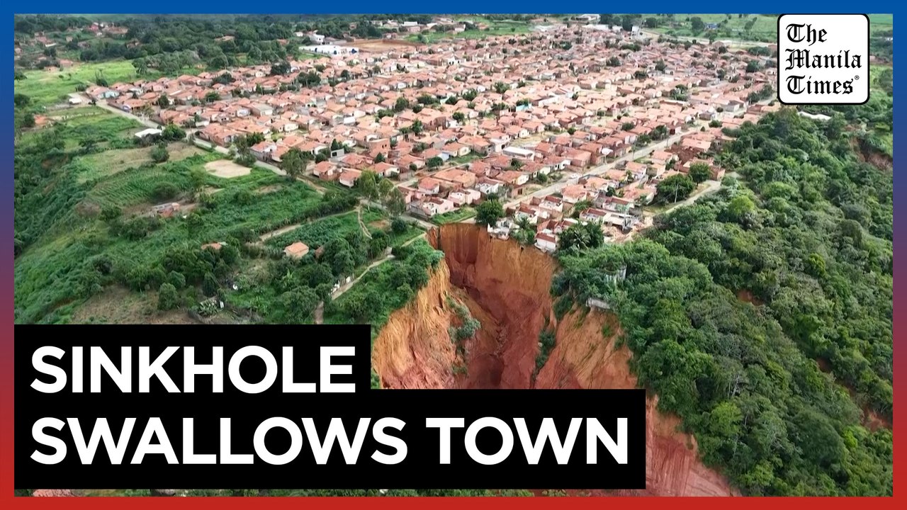 Drone views show massive sinkhole swallowing Brazilian town