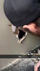 Guy Makes Hole in Wall to Rescue Cat Stuck on Other Side