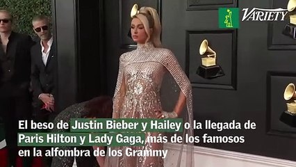 El beso de Justin Bieber y Hailey o la llegada de Paris Hilton y Lady Gaga, más de los famosos en la alfombra de los Grammy