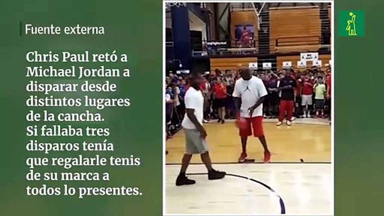 Chris Paul retó a Michael Jordan a disparar desde distintos lugares de la cancha. Si fallaba tres disparos tenía que regalarle tenis de su marca a todos lo presentes