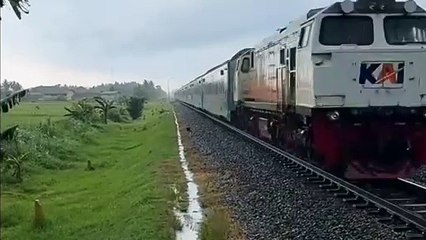 KAI Argo Semeru papasan dengan KAI Taksaka