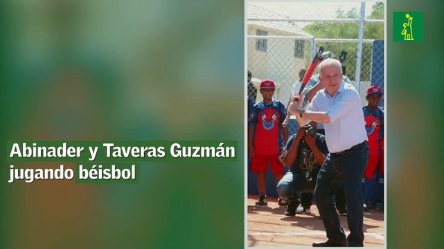Abinader y Taveras Guzmán jugando béisbol