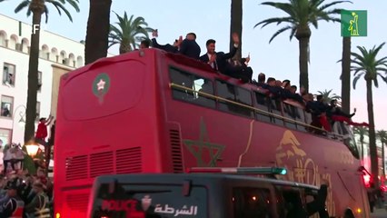 Recibimiento triunfal a la selección marroquí en Rabat por su gran Mundial
