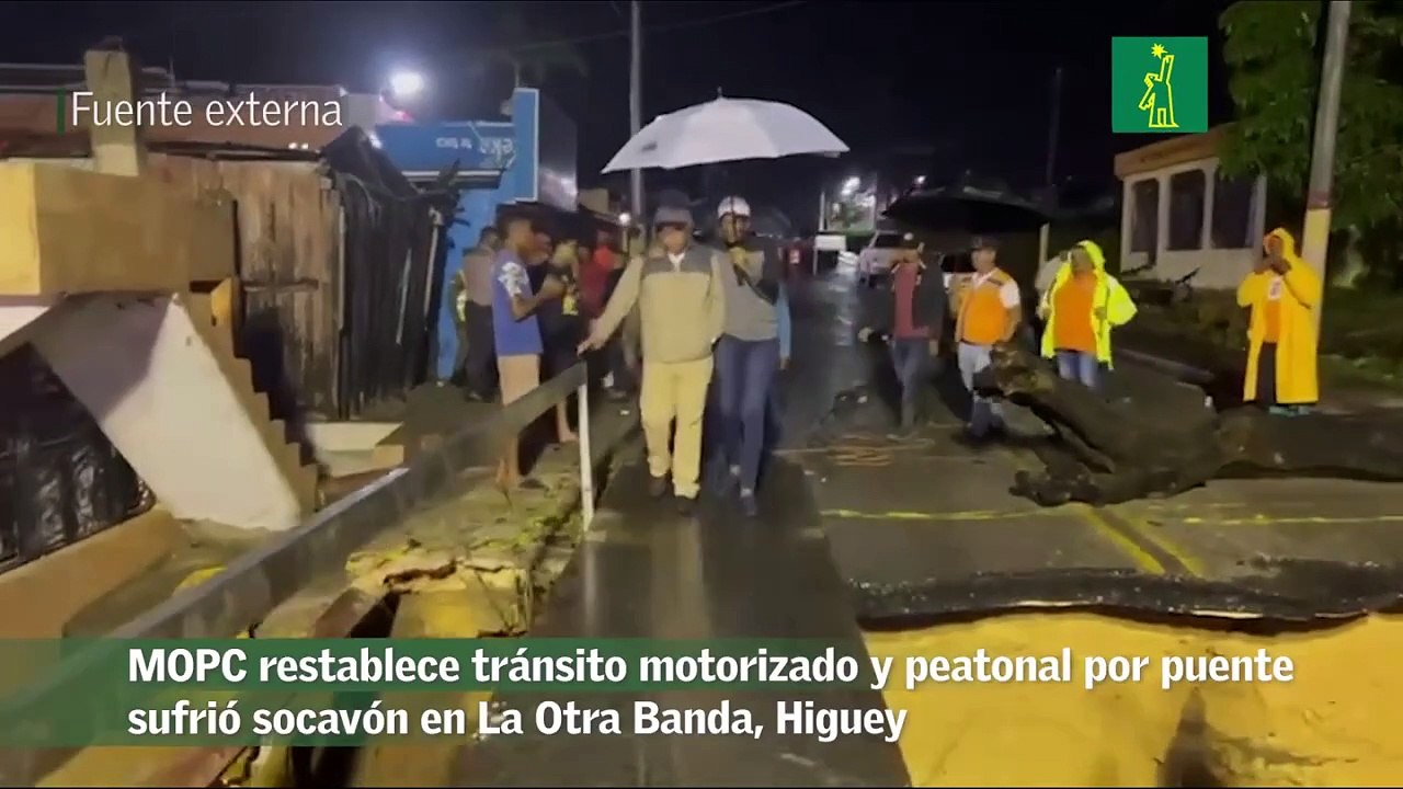 MOPC restablece tránsito motorizado y peatonal por puente sufrió socavón en La Otra Banda, Higuey