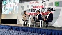 Tebas pide en Bruselas proteger el actual modelo de fútbol frente a la Superliga