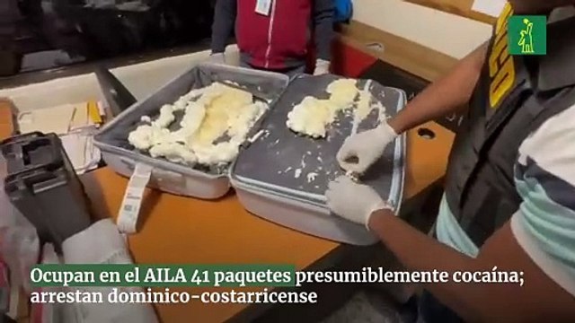 Ocupan en el AILA 41 paquetes presumiblemente cocaína; arrestan dominico-costarricense