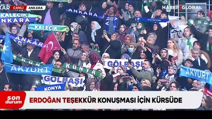 Erdoğan'dan kongrede teşekkür konuşması