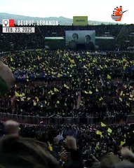 Funeral Procession Holding Hezbollah's Nasrallah makes Debut in Beirut