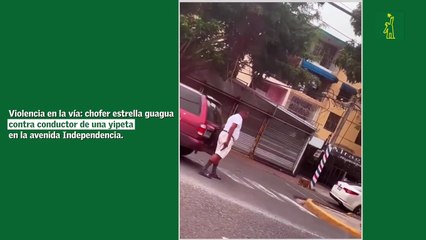 Violencia en la vía: chofer estrella guagua contra conductor de una yipeta en la avenida Independencia