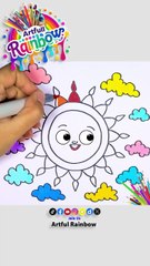 How to Coloring is Sun and Rainbow🖌🎨 #ArtfulRainbow #shorts #coloring #reels #drawing #painting