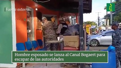 Hombre esposado se lanza al Canal Bogaert para escapar de las autoridades