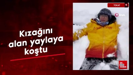 Tokat’ta kızağını alan yaylaya koştu