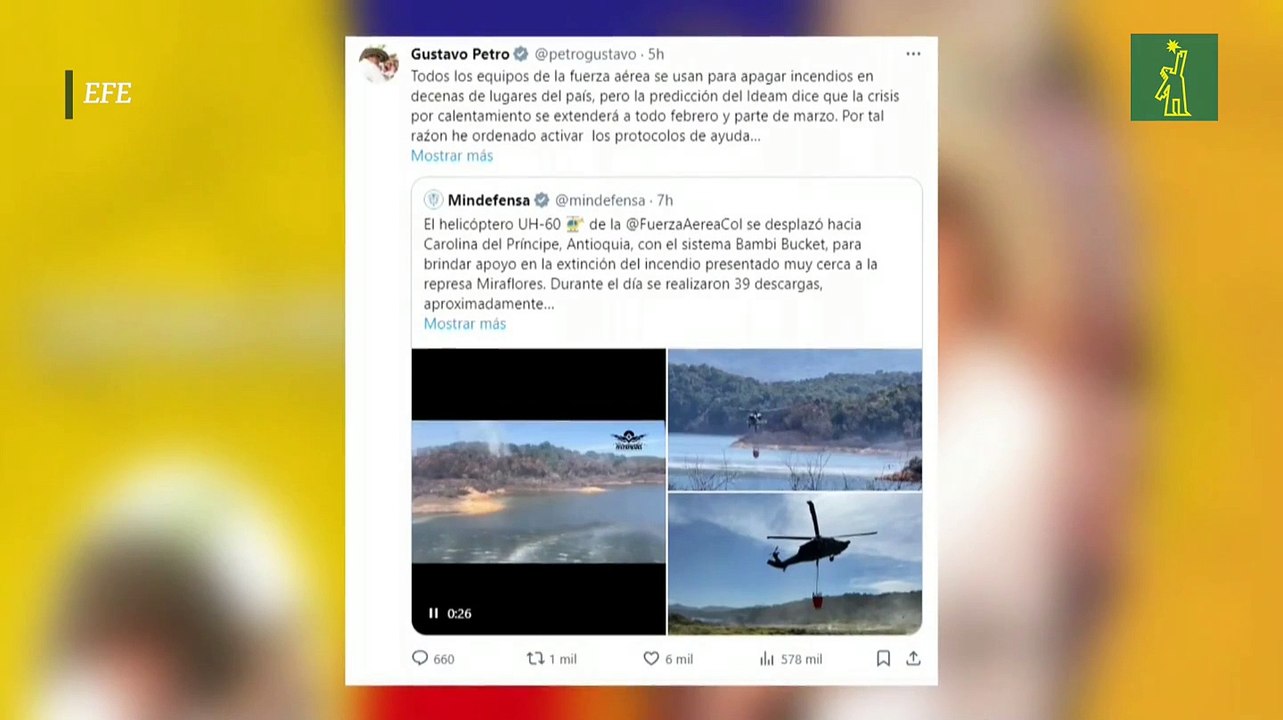 Presidente de Colombia pedirá ayuda internacional para combatir los numerosos incendios forestales