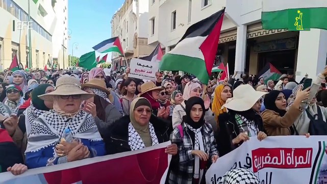Cientos de marroquíes se manifiestan de nuevo en Rabat en solidaridad con Gaza