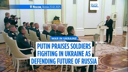 Vladimir Putin praises soldiers fighting in Ukraine for 'defending the future of Russia'