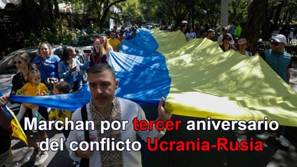 Marchan en CDMX por tercer aniversario de conflicto entre Ucrania y Rusia