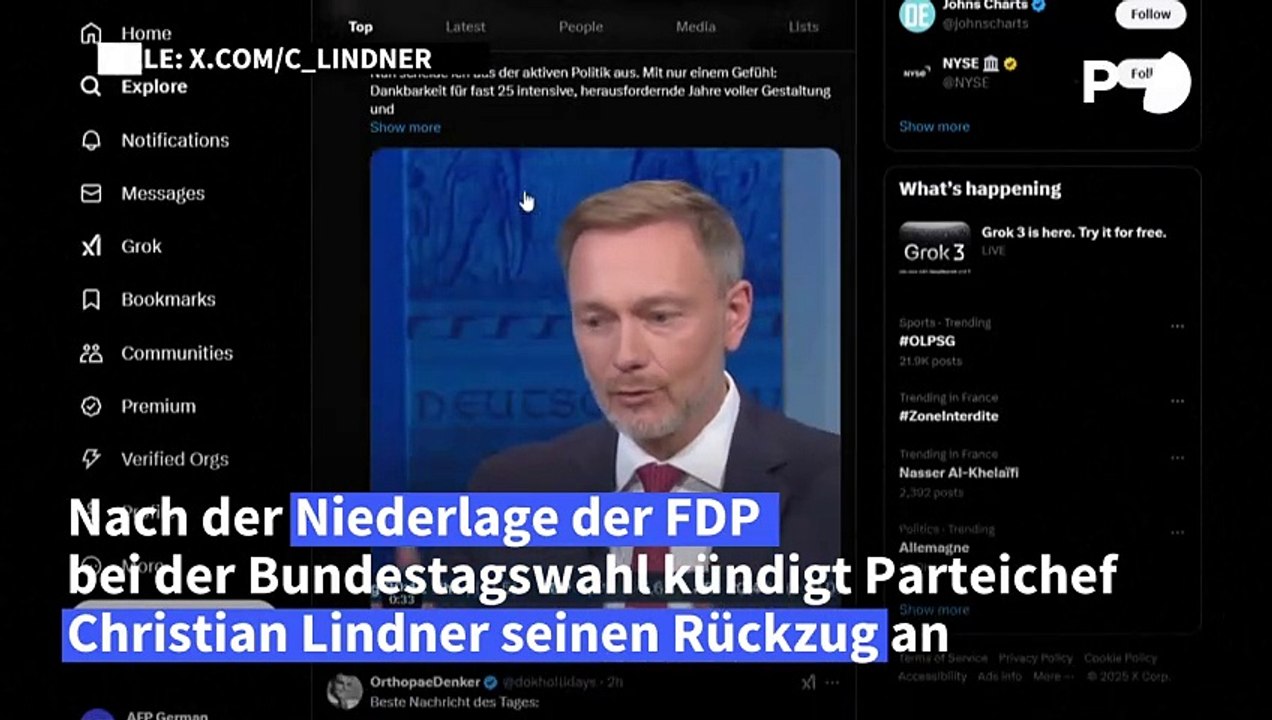 FDP-Chef Lindner kündigt Rückzug „aus aktiver Politik“ an
