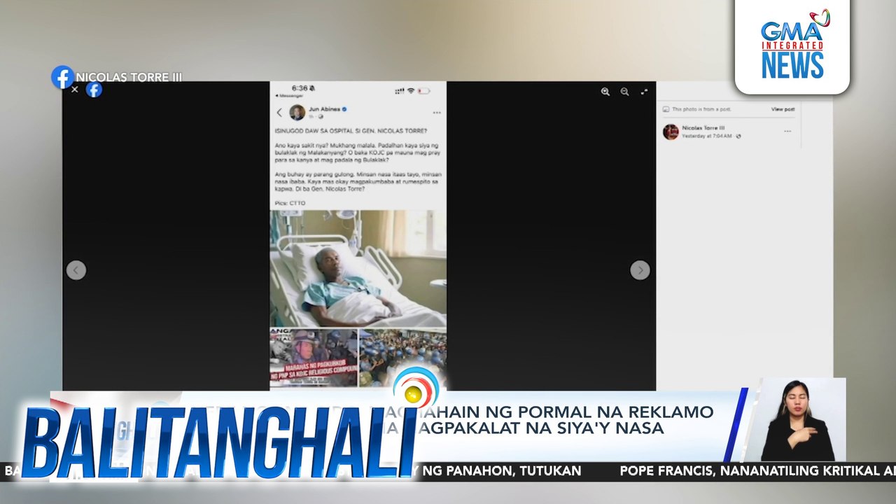 Hepe ng PNP-CIDG, maghahain ng pormal na reklamo laban sa vlogger na nagpakalat na siya'y nasa ospital umano | Balitanghali