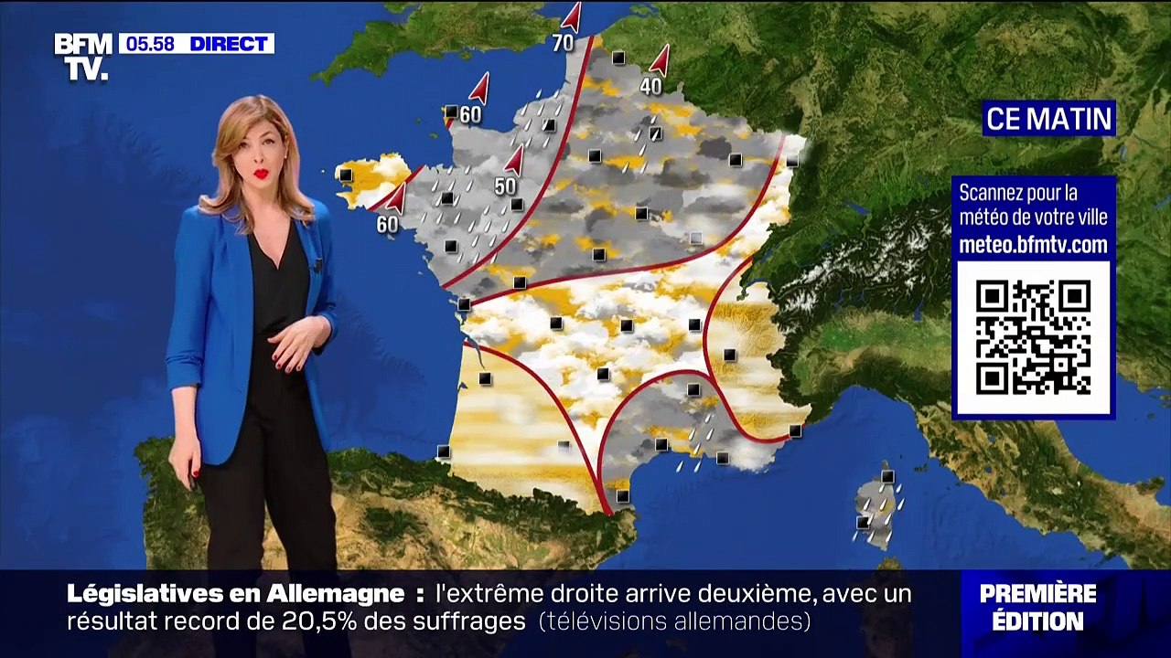 De la pluie attendue sur la moitié nord de l'Hexagone, le soleil reste présent dans le sud