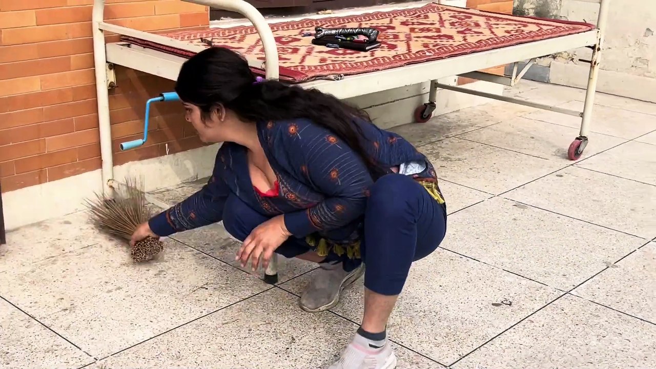Cleaning Home Floor Today _ Desi Cleaning Vlog _ Village Life _ Desi Aunty Hot Vlog _ Daily Routine