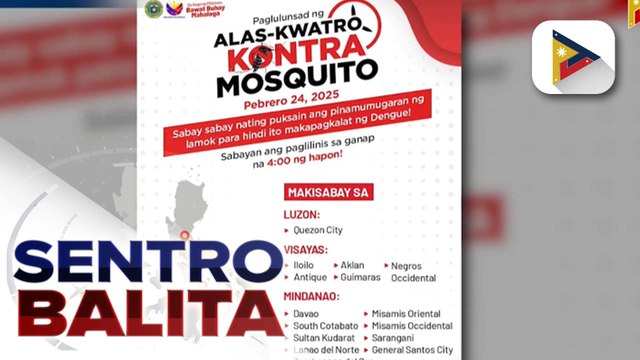 DOH, pangungunahan ang sabayang pagsira sa breeding areas ng mga lamok na nagdadala ng dengue ngayong hapon