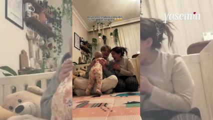 Farkında olmadan çocuklarının ilk adımını böyle kaydettiler: "Dünyanın en güzel duygusu"