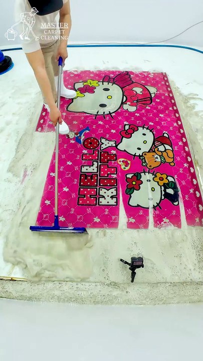 Satisfying Videos： Hello Kitty Carpet From Super Dirty To Beautiful - ASMR Carpet Cleaning #shorts